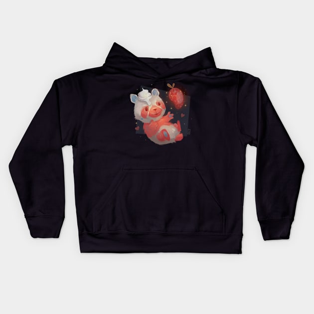Strawberry Panda Kids Hoodie by Claire Lin